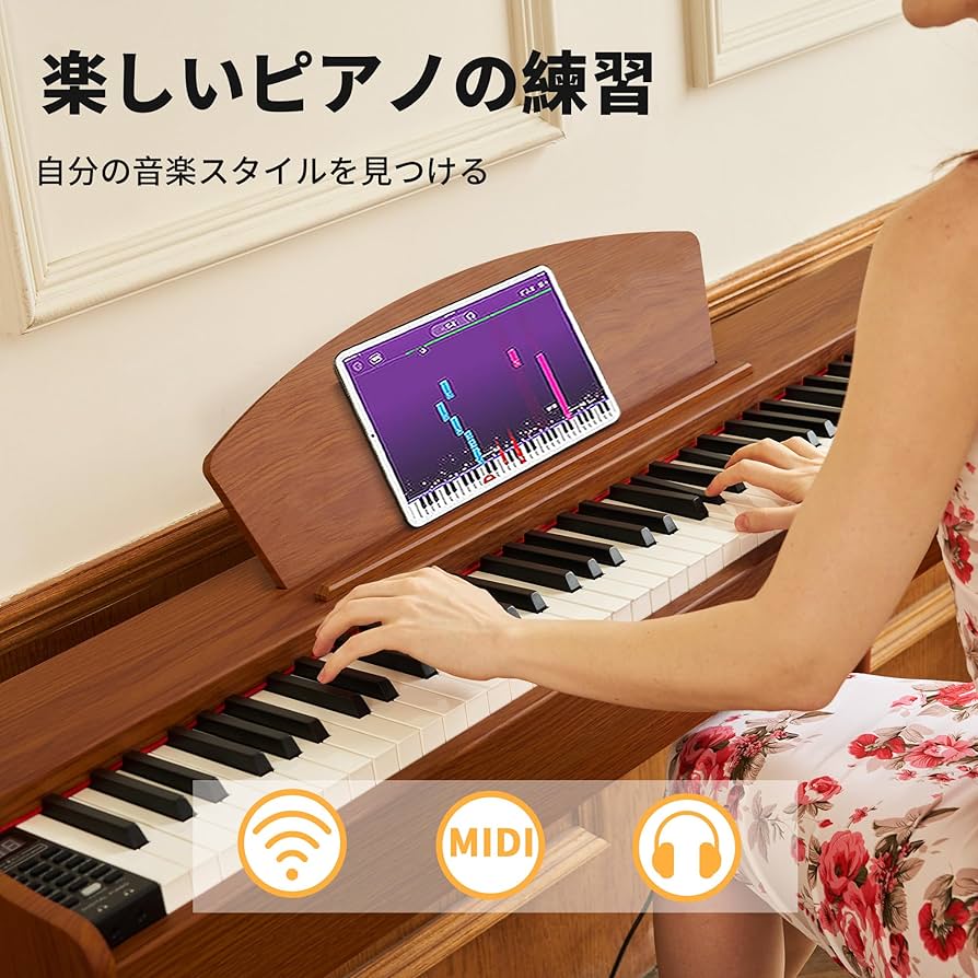 1品限り❤️WENCAI 電子ピアノ 88鍵盤 木製 3本ペダル MIDI端子対応 Amazon | WENCAI 電子ピアノ 88鍵盤 ハンマーアクッション鍵盤